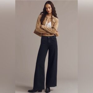 Anthropologie ASKK NY Atomic High-Rise Wide-Leg Jeans Size 24 Black MSRP $255